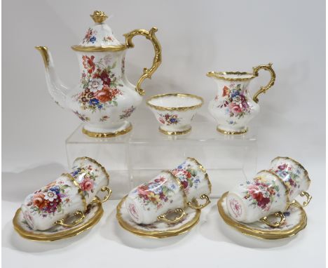 A Hammersley Lady Patricia coffee set comprising pot, six cups and saucers, cream jug and sugar bowl Condition Report: all in