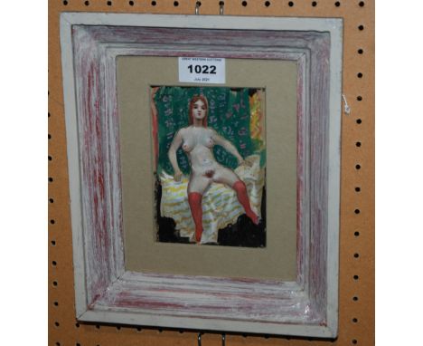 WILLIAM CROSBIE Female nude, signed, gouache and pencil, dated, (19)45, 14 x 10cm Condition Report: Available upon request