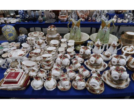 An extensive Royal Albert Old Country Roses tea, dinner and coffee service comprising plates, bowls, cups and saucers, milk j