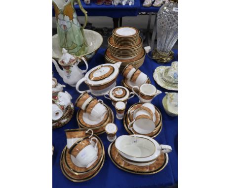 A Noritake Cabot pattern dinner and tea service, comprising eight dinner plates, side plates, soup bowls, dessert bowls, cups