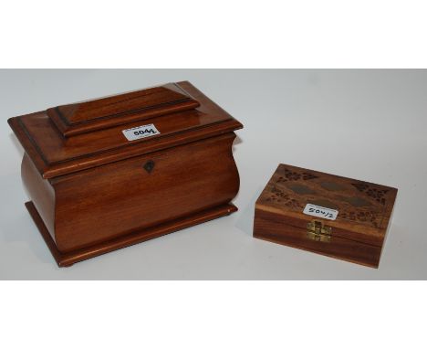 A sarcophagus shaped two-division tea caddy, 24cm and another pierced box (2) Condition Report: Available upon request