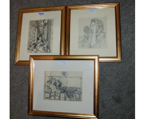 CHARLES MCCALL Three studies, pencil sketches, 12 x 16cm and 16 x 12cm (3) Condition Report: Available upon request