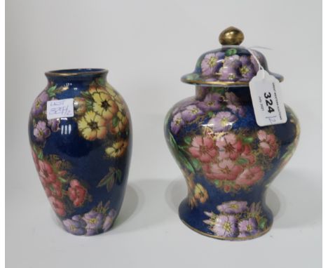 A Maling Phlox pattern vase and matching lidded jar, with printed marks and number 6273 Condition Report: Both in nice condit