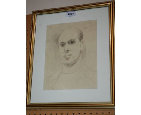 GEOFF SQUIRE Portrait head of a gentleman, signed, pencil, 24 x 19cm Condition Report: Available upon request