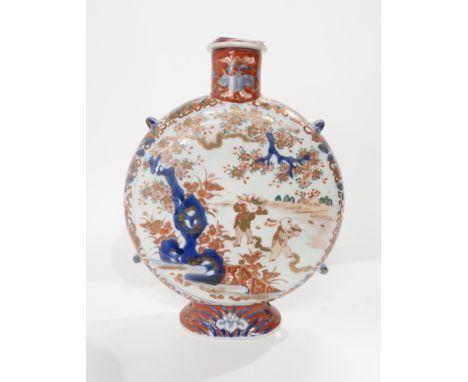 A Kutani moon flask decorated with figures Condition Report: Available upon request