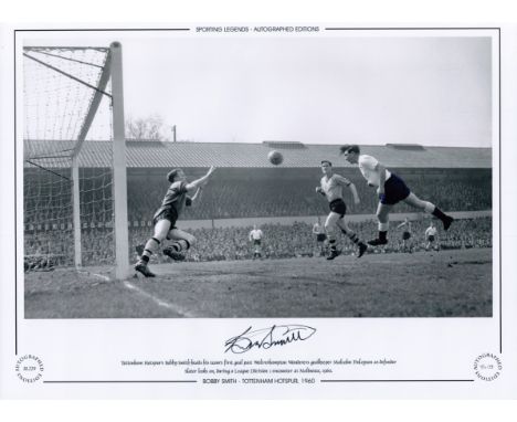 Bobby Smith Tottenham 12x16 Signed black and white, Autographed Editions, Limited Edition photo. Photo shows Smith heading hi