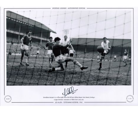 Les Allen Tottenham 12x16 Signed black and white, Autographed Editions, Limited Edition photo. Photo shows Les Allen blasting