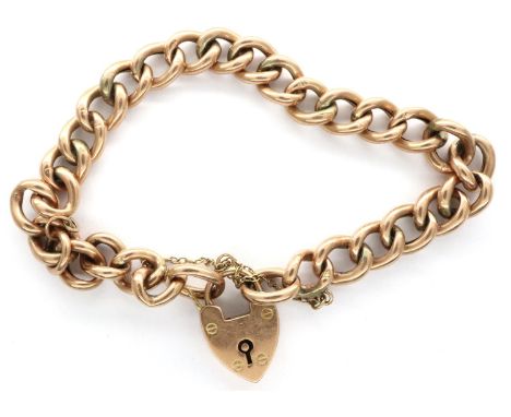Victorian 9ct gold bracelet with padlock clasp, L: 17 cm, 8.6g. P&amp;P Group 1 (£14+VAT for the first lot and £1+VAT for sub