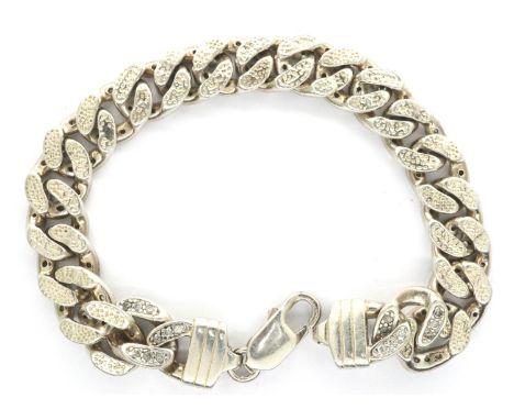 925 silver stone set bracelet, L: 22 cm, 33g. P&amp;P Group 1 (£14+VAT for the first lot and £1+VAT for subsequent lots) 