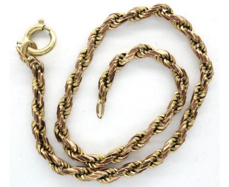 9ct gold rope chain bracelet, L: 20 cm, 4.6g. P&amp;P Group 1 (£14+VAT for the first lot and £1+VAT for subsequent lots) 