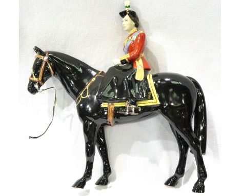 Beswick Her Majesty The Queen, mounted, limited edition 113/500, H: 25 cm, Reins present but damaged, chip to one ear otherwi