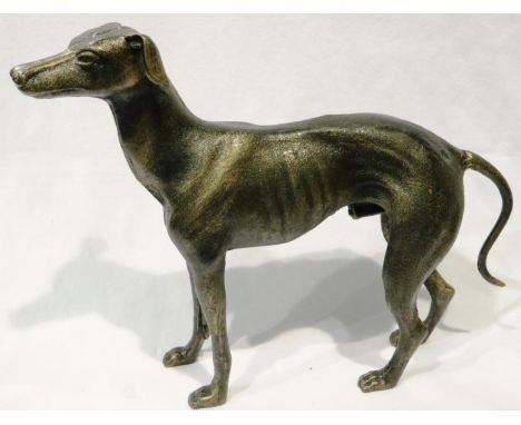 Cast metal greyhound, H: 29 cm. P&amp;P Group 3 (£25+VAT for the first lot and £5+VAT for subsequent lots) 