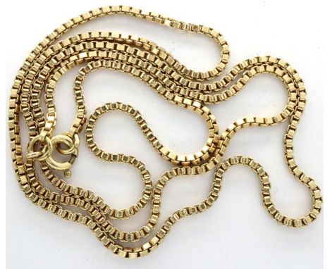 9ct gold box link chain, L: 50 cm, 6.3g. P&amp;P Group 1 (£14+VAT for the first lot and £1+VAT for subsequent lots) 