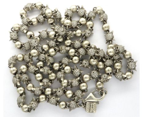 925 silver ball necklace, L: 90 cm, 66g. P&amp;P Group 1 (£14+VAT for the first lot and £1+VAT for subsequent lots) 