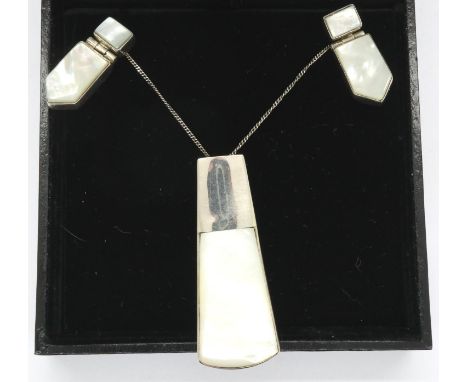 Silver and mother of pearl necklace and earring set. P&amp;P Group 1 (£14+VAT for the first lot and £1+VAT for subsequent lot