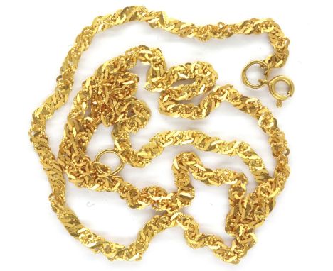 9ct gold fine twist link neck chain, L: 44 cm, 3.2g. P&amp;P Group 1 (£14+VAT for the first lot and £1+VAT for subsequent lot