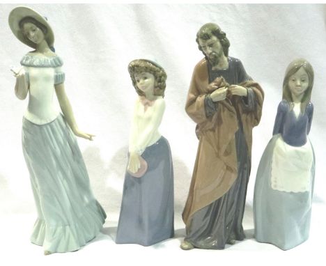 Four Nao figurines, tallest H: 27 cm. No chips, cracks or visible restoration. P&amp;P Group 3 (£25+VAT for the first lot and