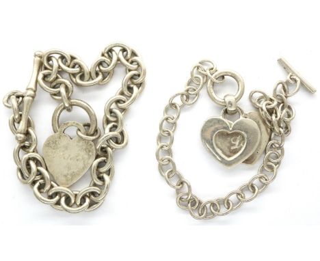 Two 925 silver bracelets, largest L: 21 cm, combined 38g. P&amp;P Group 1 (£14+VAT for the first lot and £1+VAT for subsequen