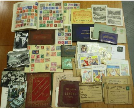 Mixed postcards, letter cards and stamps. P&amp;P Group 1 (£14+VAT for the first lot and £1+VAT for subsequent lots) 