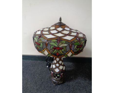 A Tiffany style leaded glass table lamp with shade 