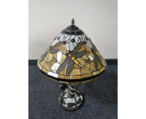 A Tiffany style leaded glass table lamp with shade 
