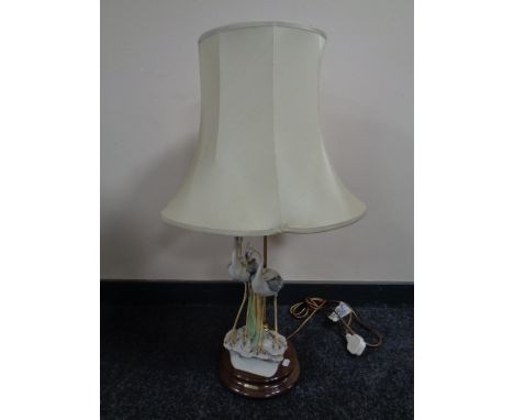 A Guiseppe Armani figural table lamp with shade, storks 