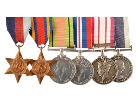 A group of six medals to Colour Sergeant A.D. Tompkinson, Royal Marines: 1939-45 Star, Burma Star, Defence Medal, War Medal 1