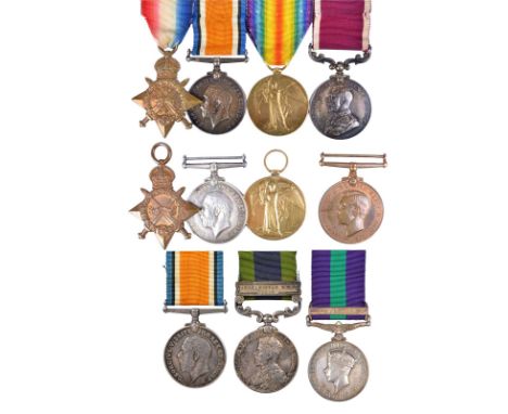 A collection of medal groups, comprising, A Great War trio and Army L.S.G.C. to Harry T Lemon, The Queens Regiment and Royal 