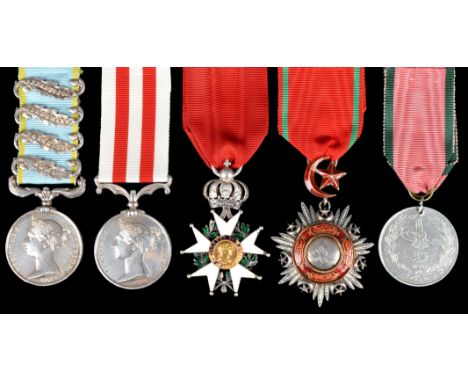 The Crimea and Indian Mutiny group of five medals to Major (later Lieut.-Col.) John Singleton, Royal Artillery: Crimea, 4 cla