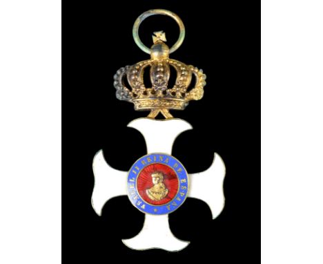 Spain: Order of María Isabel Luisa, officer's breast badge, gilt and enamels, 35.6 mm, crown suspension, conferred in commemo