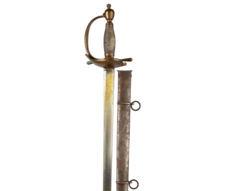 A British 1796 pattern heavy cavalry officer's dress sword, flat backed fullered blade 31.5 in.; gilt brass boat shell hilt w