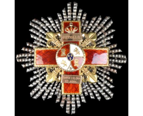 Spain: Order of Military Merit, 2nd Class breast star, Third Carlist War period, gilt and enamel red cross on a silver star, 