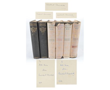 Winston Spencer Churchill: 'The Second World War', six volumes, of which five bear manuscript dedications and/or the signatur