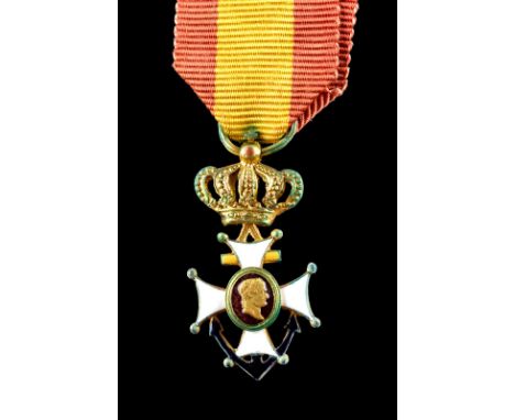 Spain: Navy Cross 1808, reduced size or miniature, gilt and enamel, 16 mm, very fine or better.