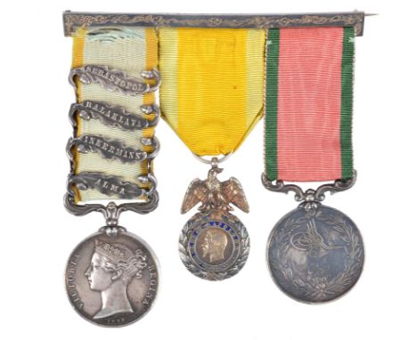 A Crimean War group of three medals attributed to Light Brigade Charger Trumpeter Richard Davis, 13th Light Dragoons: Crimea 