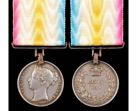 A Cabul Medal 1842 to Gunner J. Wallace, Bengal Horse Artillery, steel clip and bar suspension (Gunner J Wallace 3rd Troop 2n