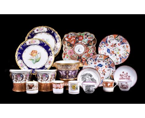 A mixed assortment of English porcelain, various dates mostly 19th century, including Barr, Flight & Barr Worcester, Davenpor