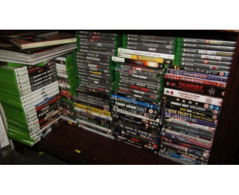 A quantity of Xbox 1, Xbox 360 DVDs and games, to include Simpson's Movie, approx half of the Xbox 360 games are present and 