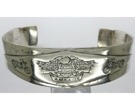 925 silver Harley Davidson bangle, L: 75 mm. UK P&amp;P Group 0 (£6+VAT for the first lot and £1+VAT for subsequent lots) 