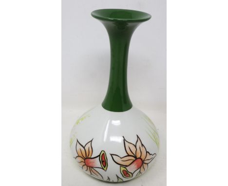 Lorna Bailey Old Ellgreave Pottery vase in the Daffodil pattern, limited edition 2/250, no cracks or chips, H: 20 cm. UK P&am