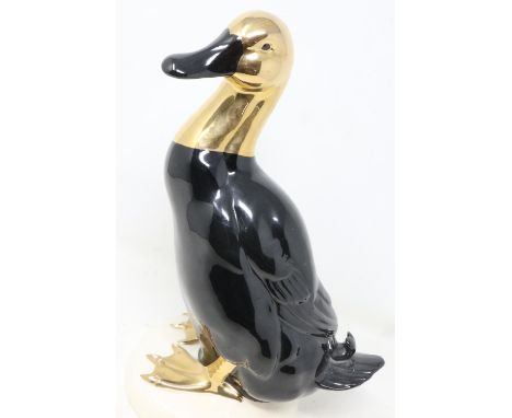 Goebel Black Mallard figurine, some loss of gilt to palmate otherwise no cracks or chips, H: 28 cm. UK P&amp;P Group 2 (£20+V