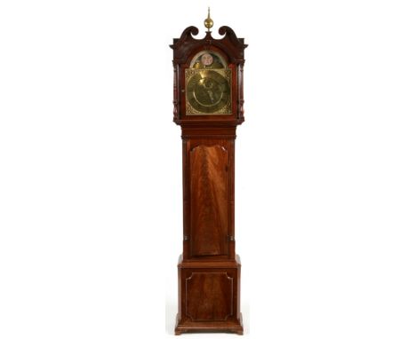 A George III longcase clock, inscribed Robert Lough, Penrith , the arched brass dial, with Roman numeral hours and Arabic min