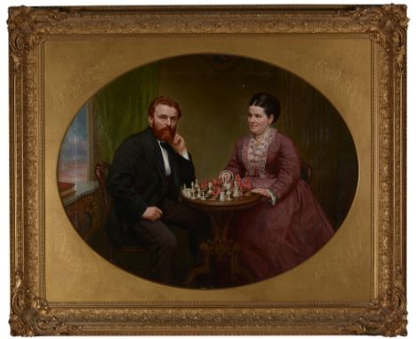 Edward Swift, jnr. of Liverpool (19th Century) "The Chess Players" - Joseph Carus White and his wife Maria Harriet White nee 