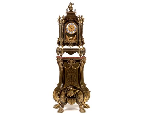 Masson, Paris: a French Boulle marquetry bracket clock , the 22cms decorative circular dial with white enamel shaped numeral 