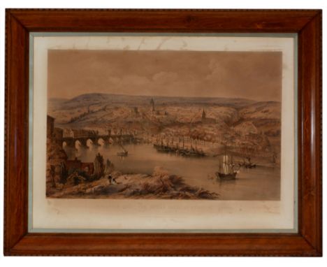 John Storey (1828-1888) "Newcastle-upon-Tyne in the Reign of Queen Elizabeth", tinted lithograph published by R. Turner, Newc