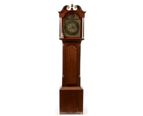 John Turnbull, Hawick: a mahogany longcase clock , the brass roman dial with subsidiary seconds dial and date aperture, decor