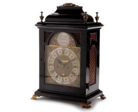 David Hubert, London: an ebonised bracket/table clock , mid18th Century with later alteration, the brass dial with silvered r