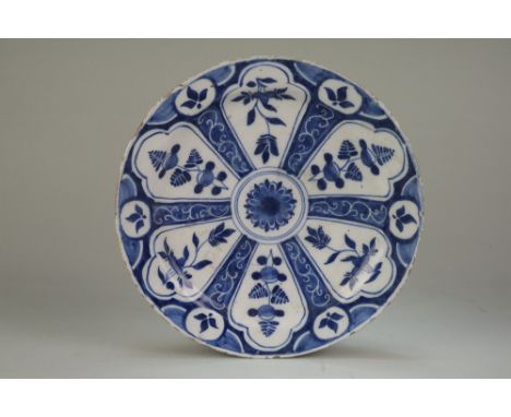 An 18th century Delft plate, 27cm diameter, a Victorian coffee service retailed by Messrs Daniel, The Gallery, 129, New Bond 