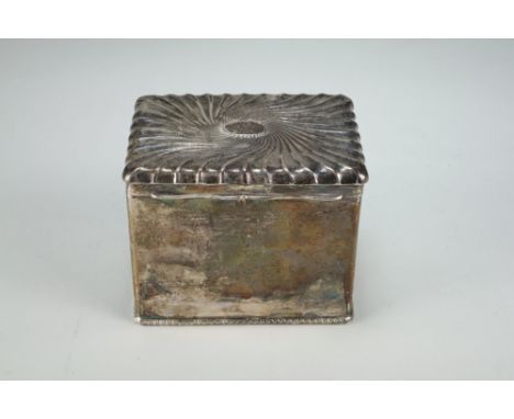 A silver tea caddy, James Dixon and Sons, Sheffield, of rectangular plain polished form with wrythen embossed cover 