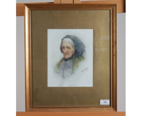 Paul Knight, Portrait of an old lady, signed lower right and dated '96, watercolour, 23 x 18cm